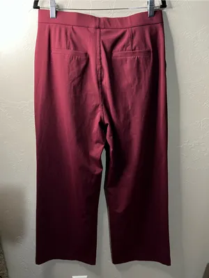 Halara NWT Flex DayStretch Burgundy Pleated Straight Leg High Rise Pants thumbnail 9