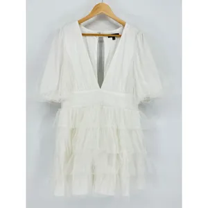Lulus‎ Symphony of Love White Dotted Tulle Tiered Mini Dress XL Bridal Shower thumbnail 3