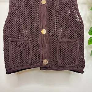 NWT Vigoss Trendy Chocolate Coffee Brown Chunky Knit Sweater Vest L Large NEW thumbnail 5