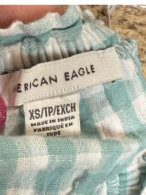 American Eagle Outfitters Mint Gingham Smocked Crop Top thumbnail 5