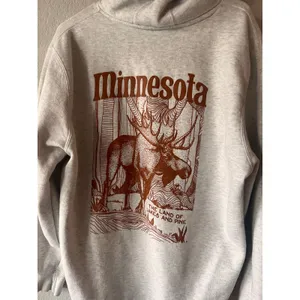 Minnesota Northwoods Moose Graphic Hoodie Gray 218 Clothing thumbnail 3