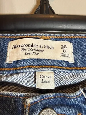 Abercrombie & Fitch Curve Love 90s Baggy Low Rise Denim Jeans Women's 25 0R Blue thumbnail 7