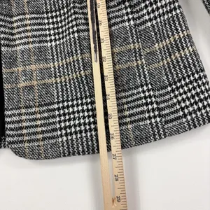 Altar'd State Blazer Womens XS Gray Plaid Faux Leather Collar Lined Jacket thumbnail 4