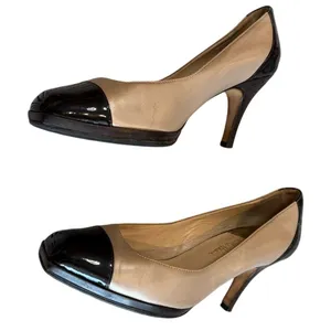 Cole Haan Beige Brown Patent Cap Toe Pumps Heels 8.5 B thumbnail 4