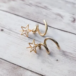 Vintage Earrings for Pierced Ears Twist Dangle with 3D Star & Faux Pearl thumbnail 5