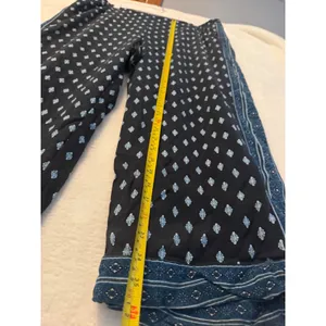 Boho Geometric Diamond‎ Print Wide Leg Cropped Pants Black Blue WPT089511 thumbnail 3
