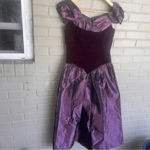 Vintage Jessica McClintock Homecoming Dress Off Shoulder Velvet Taffeta 8 thumbnail 2