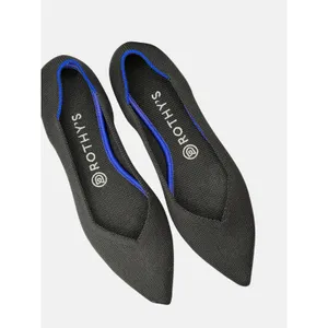Rothys The Point‎ Black Solid Pointed Toe Sustainable Knit Flats Womens 8.5 thumbnail 3