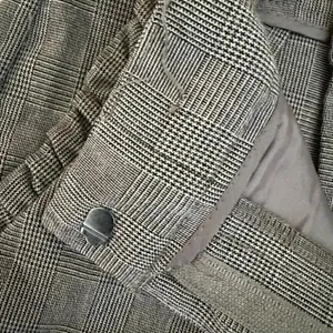 Zara Basic Gray Plaid Ruffle Pockets High Waist Straight Leg Pants SZ S #2010 thumbnail 9