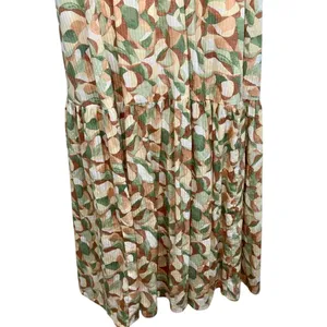 Abercrombie & Fitch White Cream Green Tan Brown Sleeveless Maxi Dress Womens S thumbnail 8