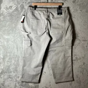 Lularoe Utility Cargo Pants Size 34 Gray Stretchy Twill Roll Up Cuffs‎ New thumbnail 3