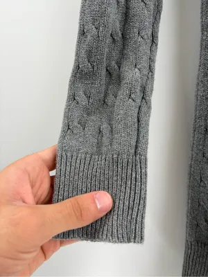 American Eagle y2k 90s 2000s grey long sleeve cable knit sweater size small thumbnail 6