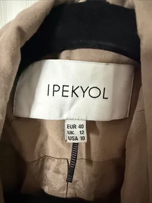 Women's Taupe Trench Coat 100% tencel log HR weight IPEKYOL size 10 thumbnail 2