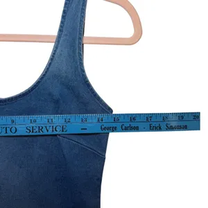 Derek Heart Womens Small Blue Denim Look Bodycon Dress Sleeveless‎ Mini NWOT thumbnail 4