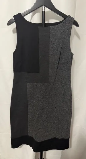 White House Black Market Womens Colorblock Sheath Dress Grey Black Size 4 thumbnail 1