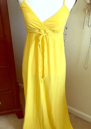Yellow cotton maxi dress thumbnail 1