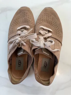 UGG Women's Suede Perforated Lace-Up Sneaker - Taupe thumbnail 4