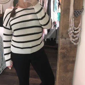 Love Tree small creme & black striped back sweater thumbnail 2