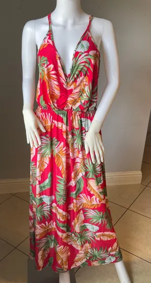 New Women’s Pink Tropical sleeveless dress thumbnail 1