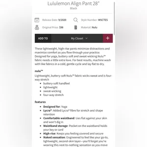 Lululemon Align High Rise Black Leggings Size 4 thumbnail 4