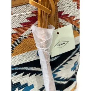 Fossil Sydney Canvas Tote Purse Aztec Southwestern Boho Geometric Zip Top NWT thumbnail 6