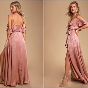 LULU's Sexy Flowy Wedding Bridesmaid Romantic Bohemian Satin Wrap Dress NWOT thumbnail 3