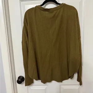 Out from Under x‎ Urban Outfitters green ribbed button front casual top small thumbnail 6