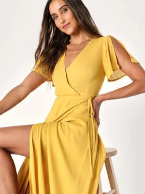 LULU's Chic Romantic Sexy Flowy Wedding Casual Resort Europe Vacation Wrap Dress thumbnail 2
