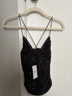 Forever 21 Sequin Top Black Tank Small thumbnail 2