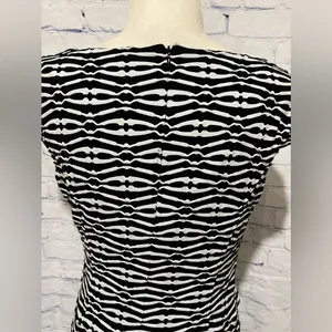 Anne Klein Textured Sleeveless midi Dress Black & White Size 10 thumbnail 5