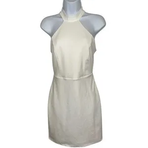 OLIA Gorgeous White High Neck Halter Open Back Mini‎ Dress EUC Size Small thumbnail 2