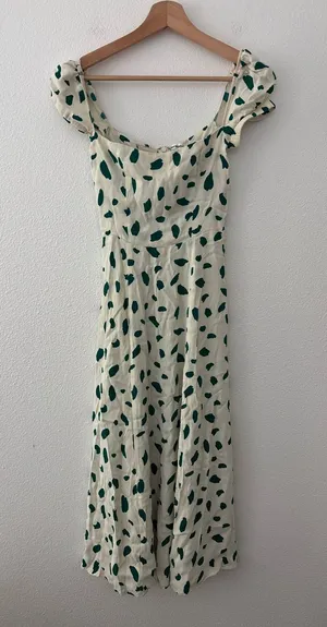 Reformation green spotted midi dress thumbnail 1