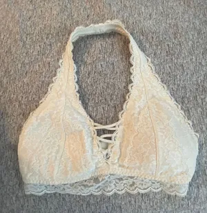 Gilly Hicks White Lace Halter Bralette thumbnail 1