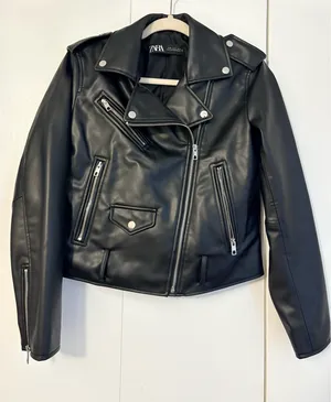 ZARA Leather Biker Faux Jacket thumbnail 1