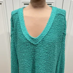Anthropologie Pilcro Women's Medium Green Oversized‎ Textured Slouchy Sweater thumbnail 3
