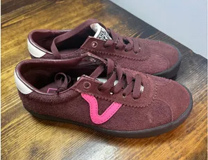 Vans Burgundy And Pink Sneakers Women‎ Size 5 thumbnail 1