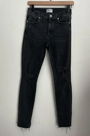 Agolde grey Feel Good denim pants raw hem 27 thumbnail 1