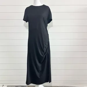 Cupshe Black Ruched Side Midi Tee Dress Size XL‎ thumbnail 4
