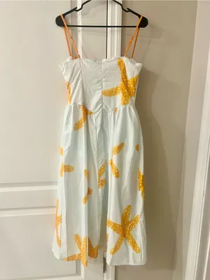 Women’s Starfish Print Sundress in Light/Pale Blue and Orange thumbnail 5
