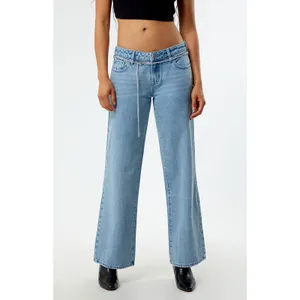 Pacsun Pacsun Low Rise Wide Leg Jeans Light Wash Silver Chain Belt Size 24 Baggy thumbnail 4