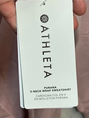 Athleta Purana V-Neck Wrap Sweatshirt Pink Size Large NWT $89 thumbnail 12