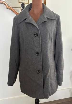 London Fog Women's Gray Wool Blend Coat Jacket Classic Pea Coat Medium‎ thumbnail 1