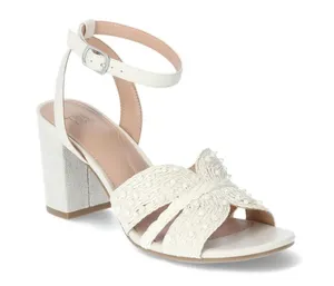 Pearl Block Heels White Size 11 thumbnail 1