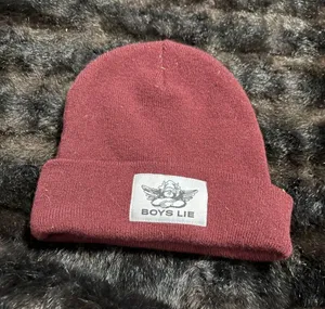 Boys Lie Angel Patch Logo Cuffed Knit Winter Beanie Women's OS Rusty Brown thumbnail 1
