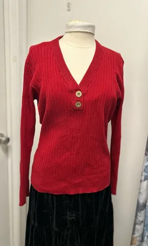 Lauren Jeans Co black label vintage cotton sweater with gold buttons thumbnail 1