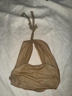 edikted Gold Shimmer Halter Cowl Neck Backless Top XS thumbnail 3