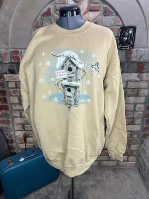 sweatshirt birdhouse winter snowflakes cottagecore thumbnail 1