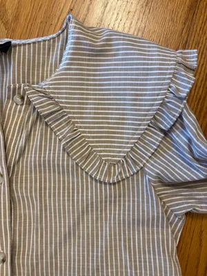 Heyson Dôen Inspired Stripe Babydoll Mini Dress Cottagecore Praire Collared |M thumbnail 7