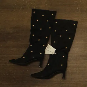 A New Day Womens Justice Boots Faux Suede Studded 94568942 Jet Black 7.5M thumbnail 1