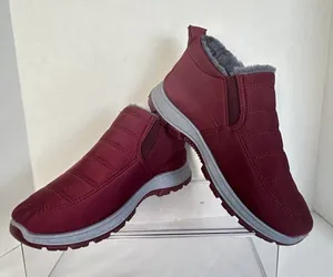 Women’s Waterproof Burgundy Plush Fur Lined Ankle Boots Outdoor Shoes EU Size 42 thumbnail 1